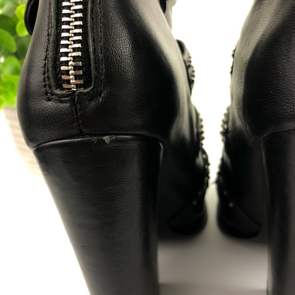 Steve Madden Comet Studded Buckle Pointed Black Leather Heel Boots Size 6 - Picture 9 of 15